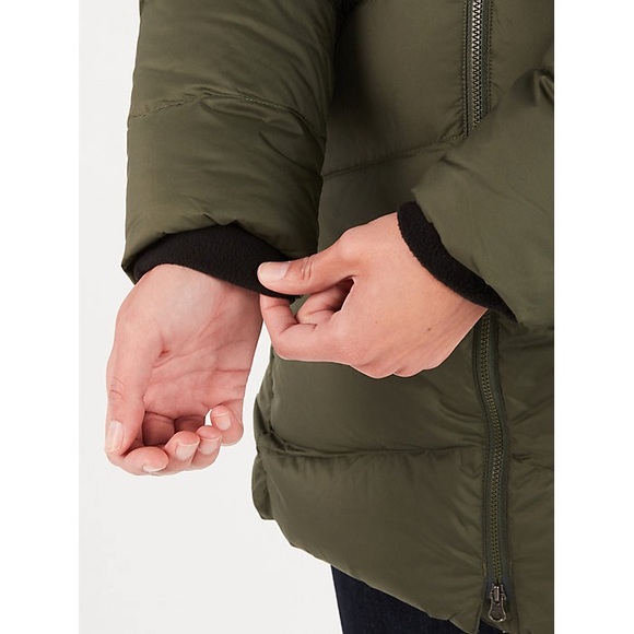 NWT Marmot Women’s Montreal 700 Fill Down Fur Lined Long Parka Nori Green - XS - Picture 9 of 11